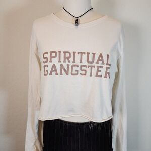 Spiritual Gangster Women's Crop Top‎ Long Sleeve Tee Shirt Medium